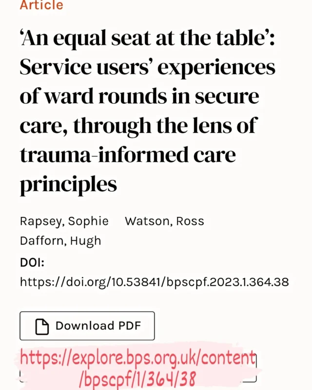 Patients/clients/service users are at the absolute heart of what we do. Understanding how our services and systems are impacting those utilising them is imperative! We may have the best intentions. However, we need to constantly learn, adapt and grow to deliver the best care. This can not be achieved through numerical data on recovery. 

This evaluation conducted with my incredible colleagues gave insight into this. Later, it was published in the Clinical Psychology Forum by the British Psychological Society. 

#mentalhealth 
#published 
#research 
#evaluation 
#mentalhealth
#culture
#traumainformed